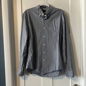 J. Crew White and Blue Casual Button Down Shirt